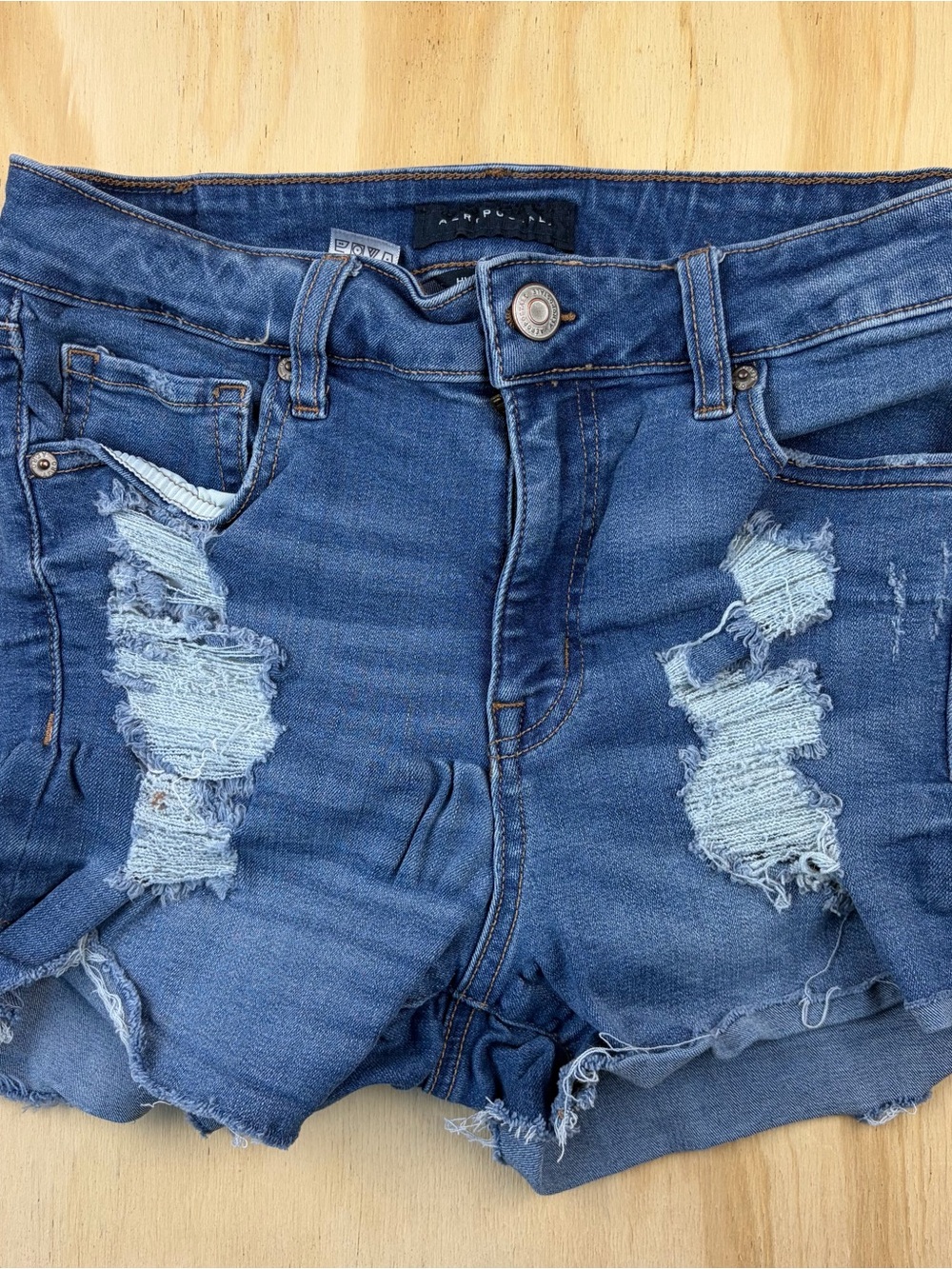 Aeropostale Women's Size 8 High Rise Distressed Denim Shorts Blue Ripped Cut Off - Picture 2 of 13